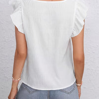 Smocked Square-Neck Top With Flutter Sleeves For Women Rebooters Womens Shirts