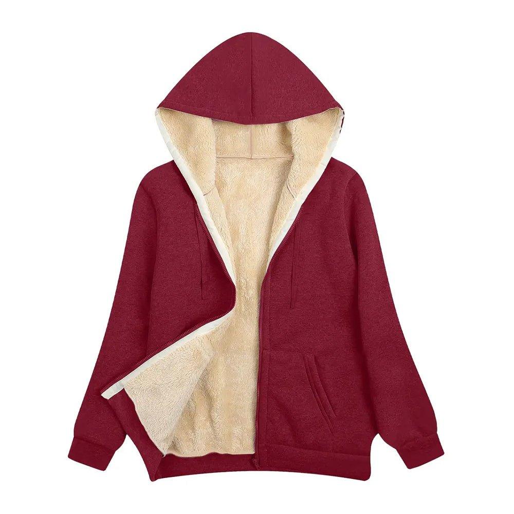 Womens Cozy Fleece-Lined Zip-Up Hoodie for Ultimate Comfort - Rebooters