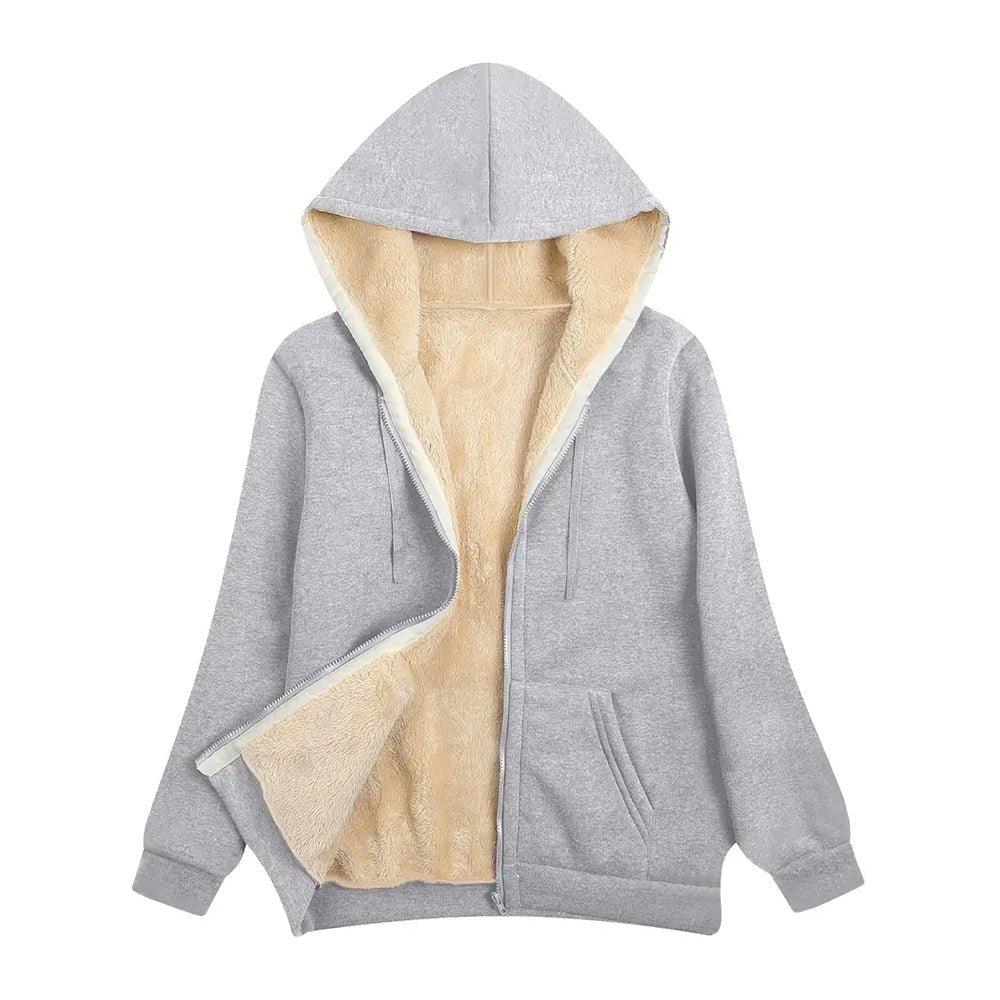 Womens Cozy Fleece-Lined Zip-Up Hoodie for Ultimate Comfort - Rebooters