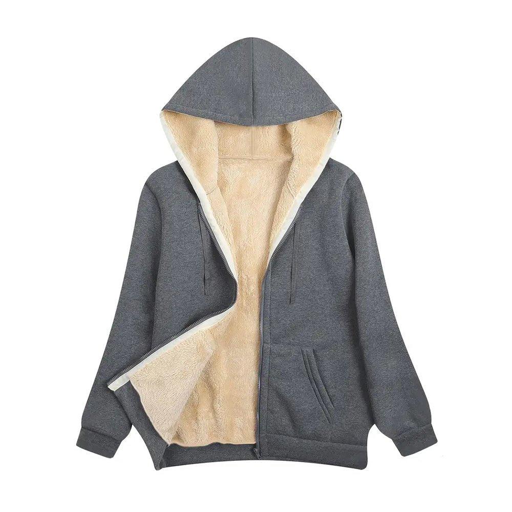 Womens Cozy Fleece-Lined Zip-Up Hoodie for Ultimate Comfort - Rebooters