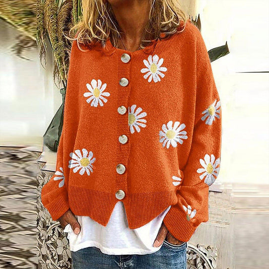 Womens Charming Floral Print Button-Up Cardigan for Every Occasion - Rebooters