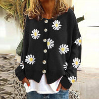 Womens Charming Floral Print Button-Up Cardigan for Every Occasion - Rebooters