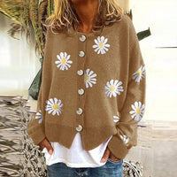 Womens Charming Floral Print Button-Up Cardigan for Every Occasion - Rebooters