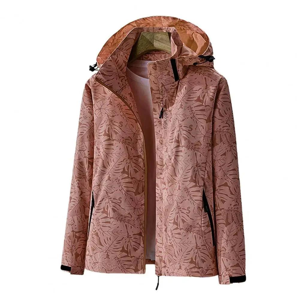 Womens Chic Floral Hooded Windbreaker for Effortless Style - Rebooters