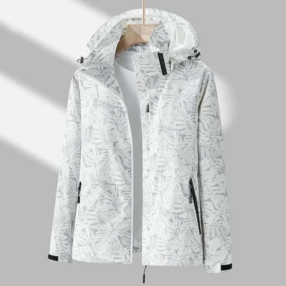 Womens Chic Floral Hooded Windbreaker for Effortless Style - Rebooters