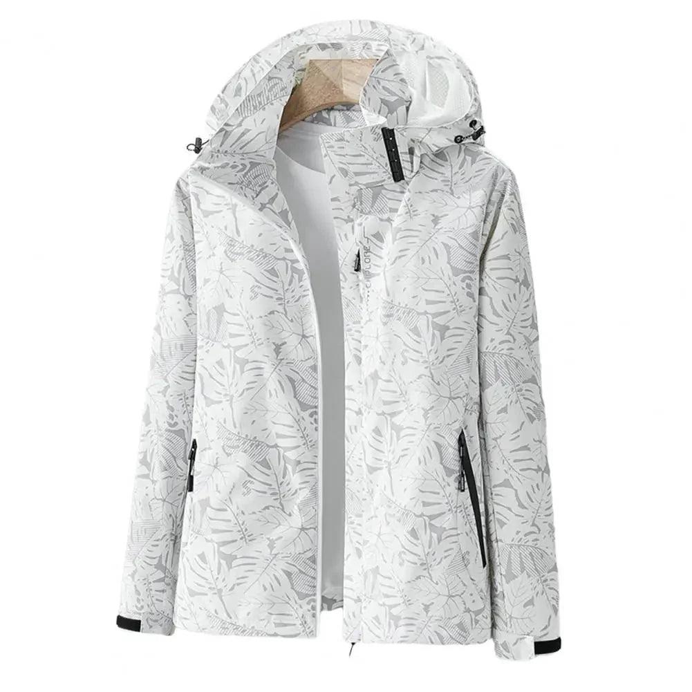 Womens Chic Floral Hooded Windbreaker for Effortless Style - Rebooters