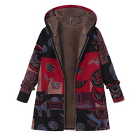 Womens Chic Floral Hooded Winter Coat for Stylish Warmth - Rebooters