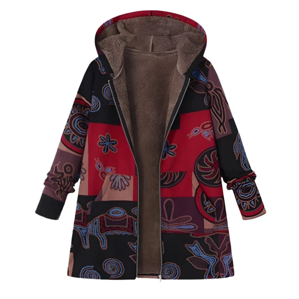 Womens Chic Floral Hooded Winter Coat for Stylish Warmth - Rebooters