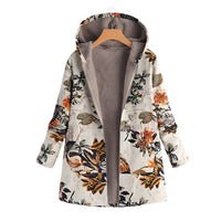 Womens Chic Floral Hooded Winter Coat for Stylish Warmth - Rebooters