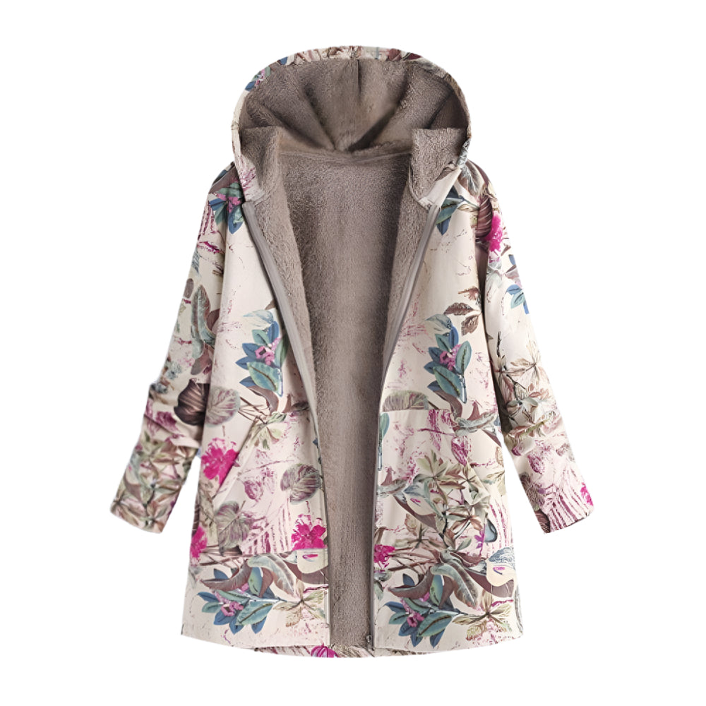 Womens Chic Floral Hooded Winter Coat for Stylish Warmth - Rebooters