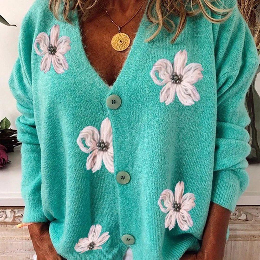 Womens Charming Floral Knit Cardigan for Effortless Style - Rebooters