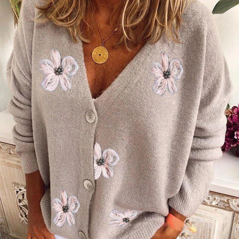 Womens Charming Floral Knit Cardigan for Effortless Style - Rebooters