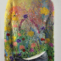 Womens Charming Floral Knit Sweater for Effortless Style - Rebooters