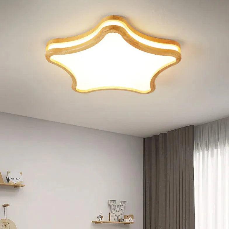Wooden Star-Shaped Children's Ceiling Light for Bedrooms - Rebooters