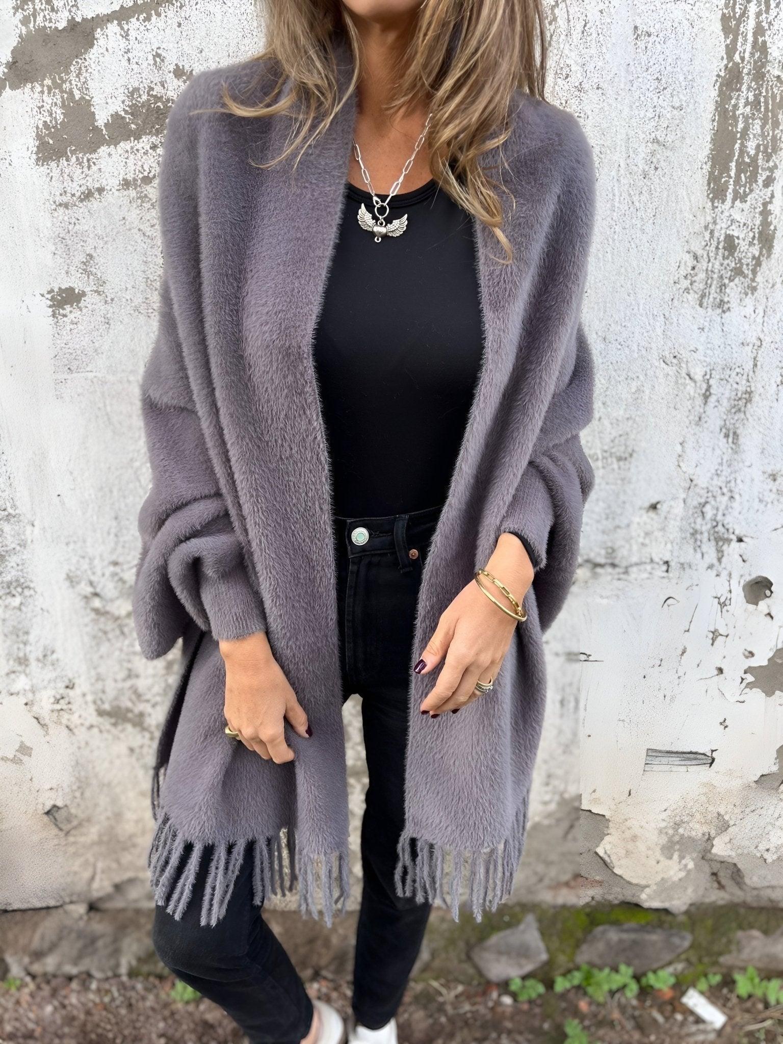 Womens Chic Fringed Open-Front Cardigan for Stylish Layers - Rebooters