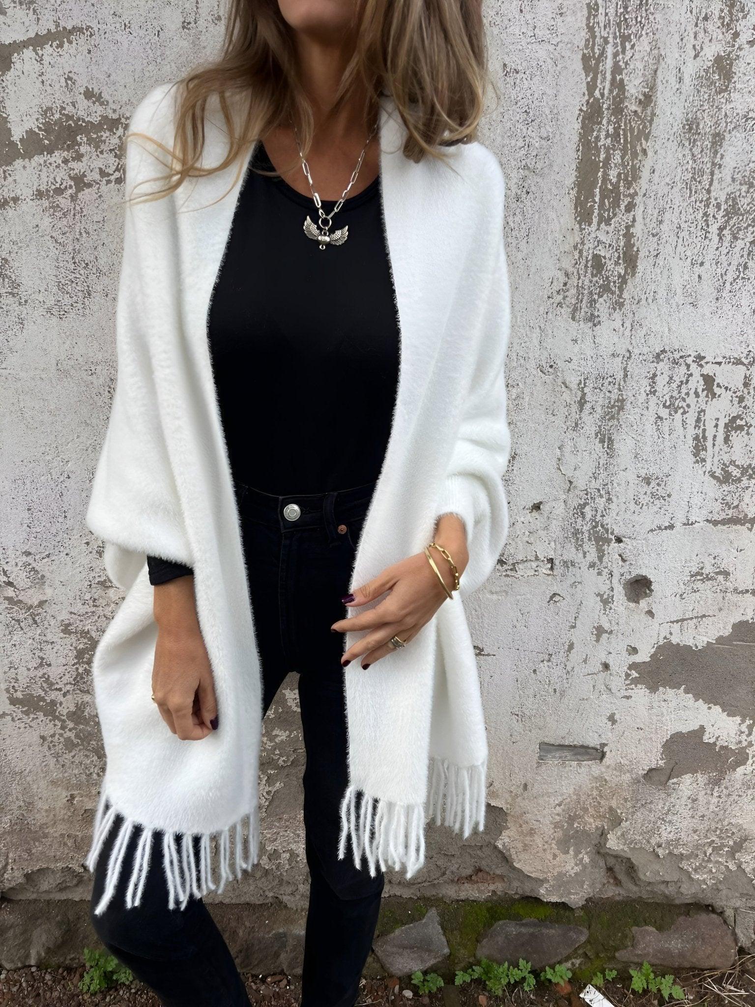 Womens Chic Fringed Open-Front Cardigan for Stylish Layers - Rebooters
