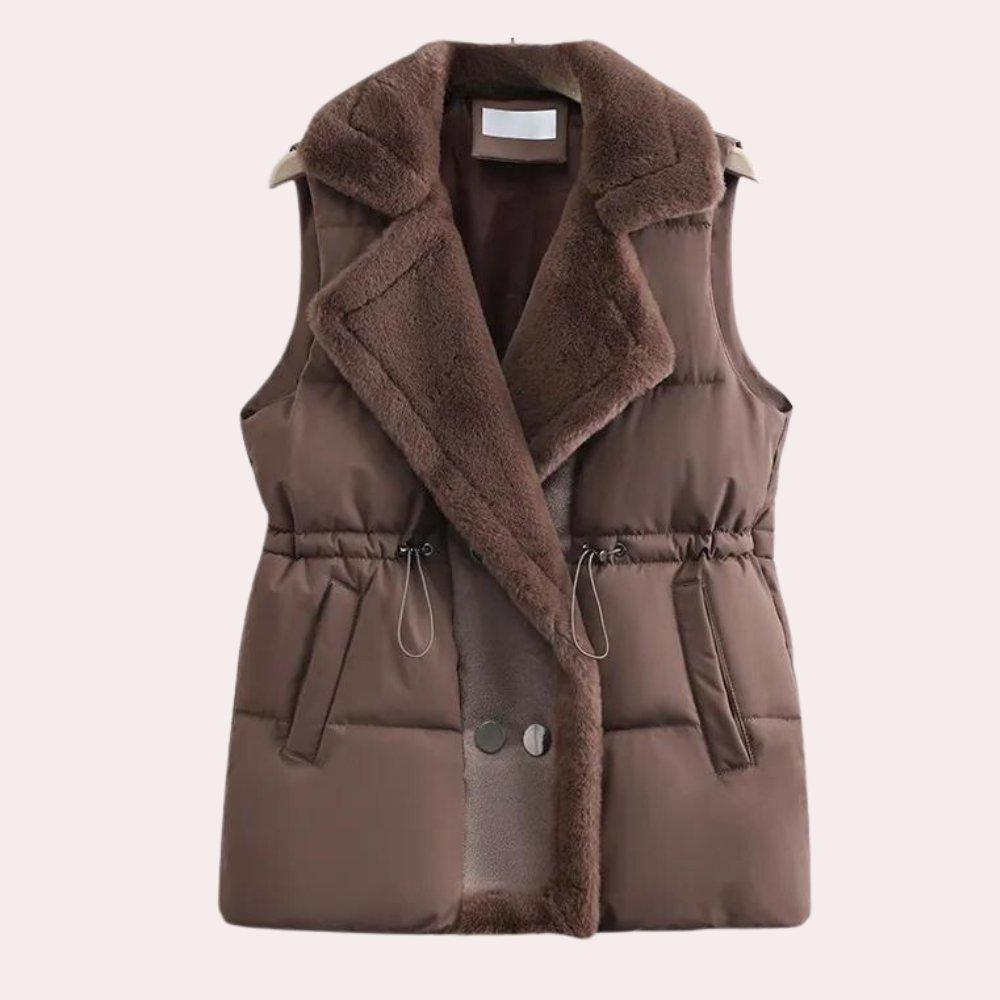 Womens Luxurious Fur-Collared Puffer Vest for Ultimate Warmth - Rebooters