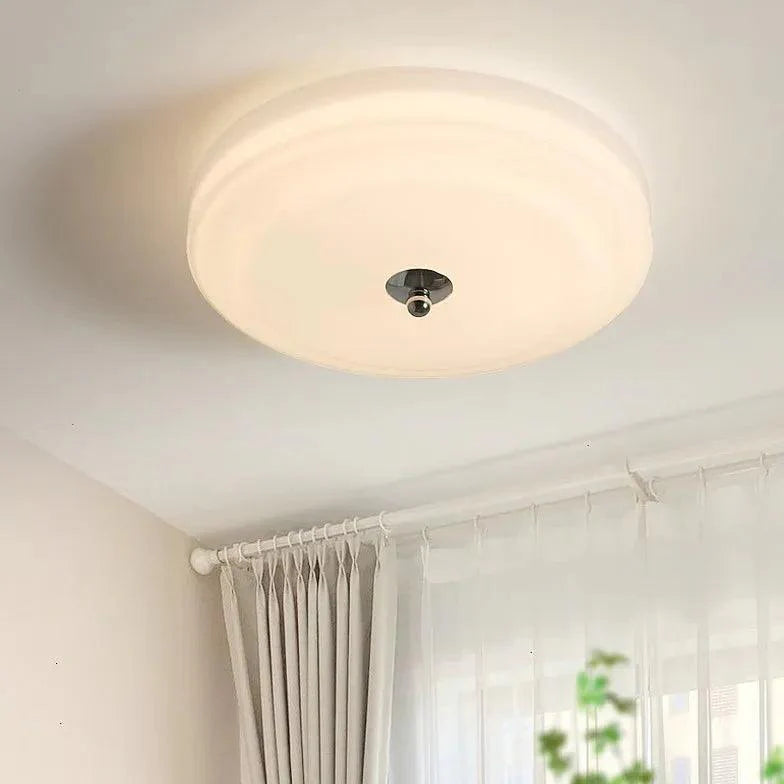 Round Glass for Bedroom White Ceiling Light Fixture - Rebooters