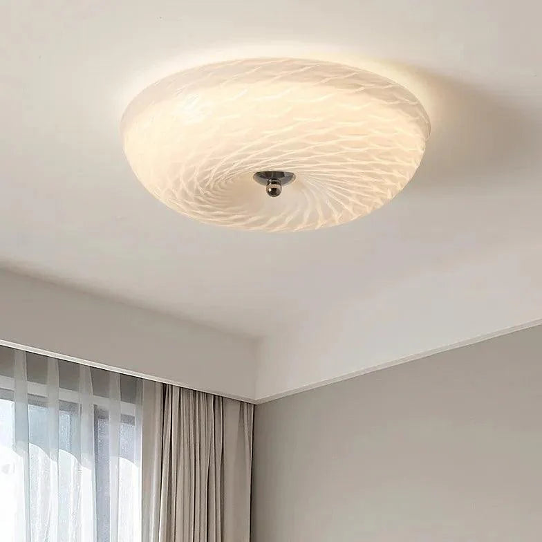 Round Glass for Bedroom White Ceiling Light Fixture - Rebooters