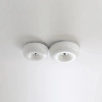 Light Yellow Circular Glass Flush Mount Ceiling Light Fixture - Rebooters