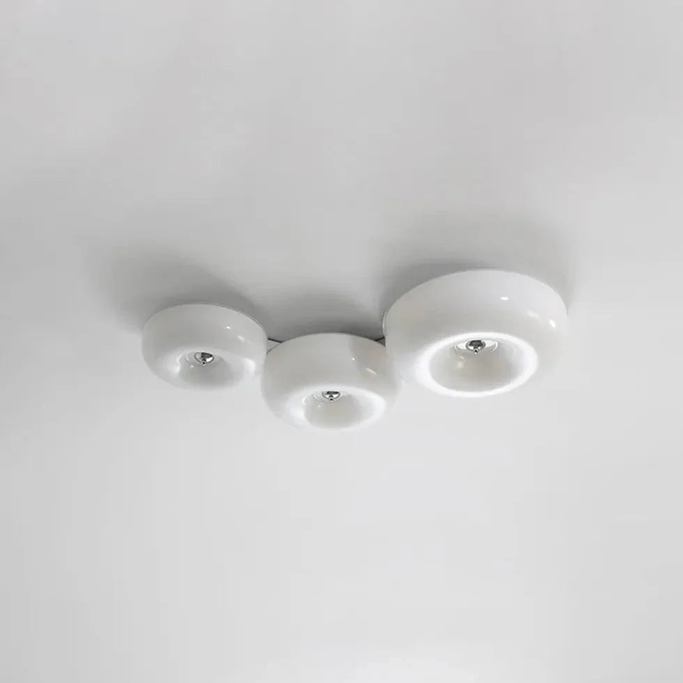 Light Yellow Circular Glass Flush Mount Ceiling Light Fixture - Rebooters