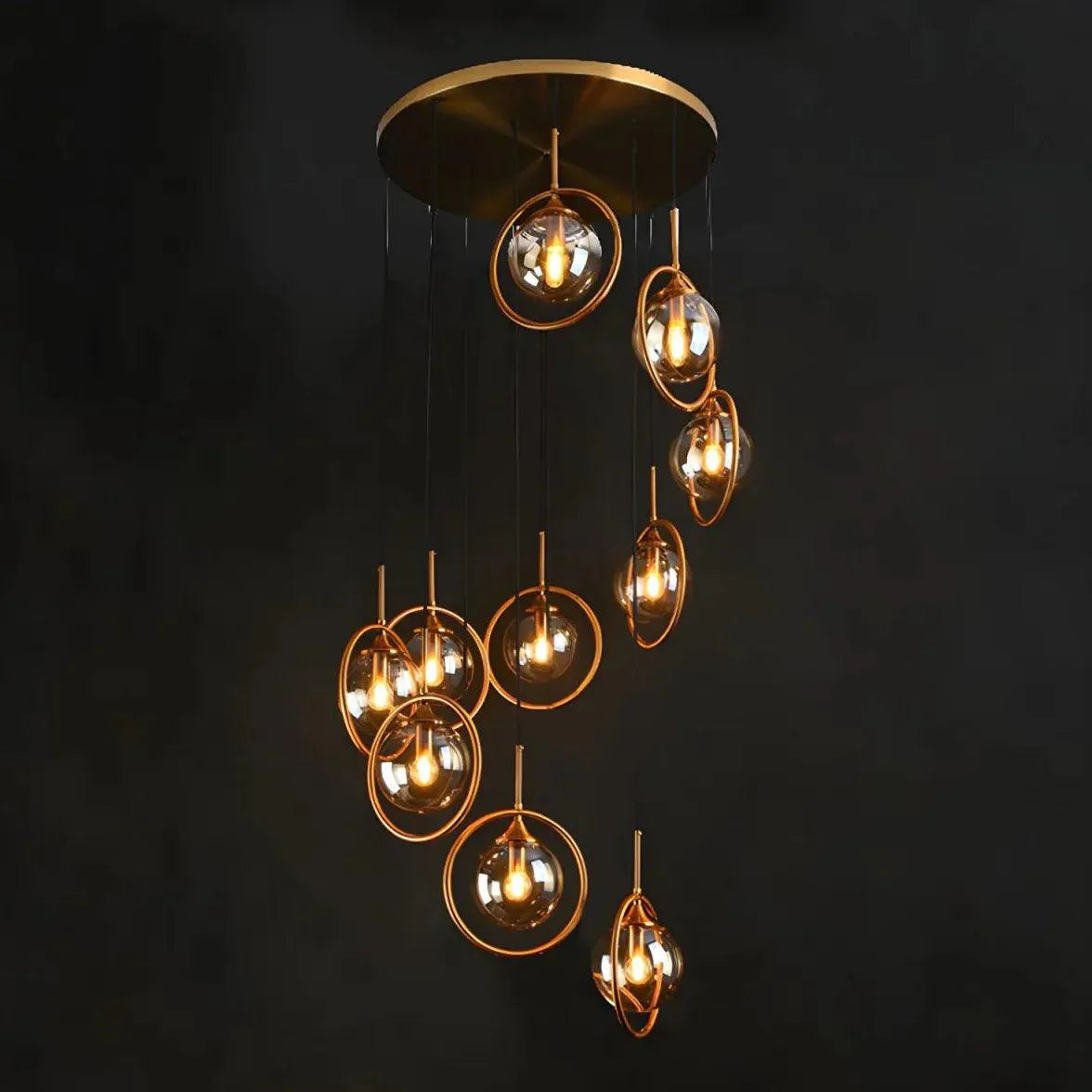 Multi-Sphere Metal Ring Modern Chandelier for Living Room | Rebooters - Rebooters