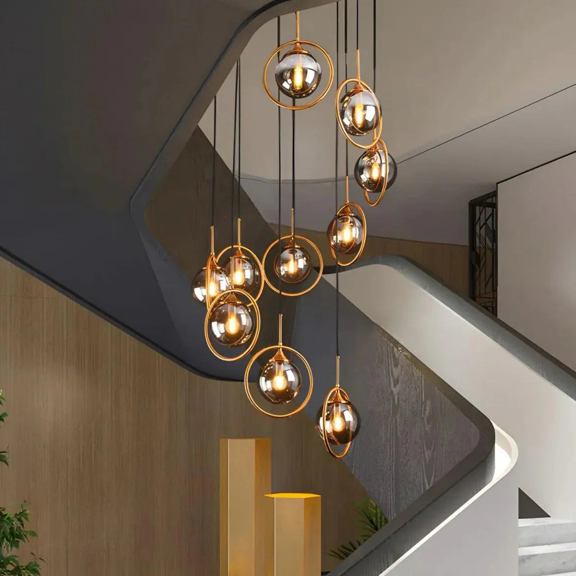 Multi-Sphere Metal Ring Modern Chandelier for Living Room | Rebooters - Rebooters