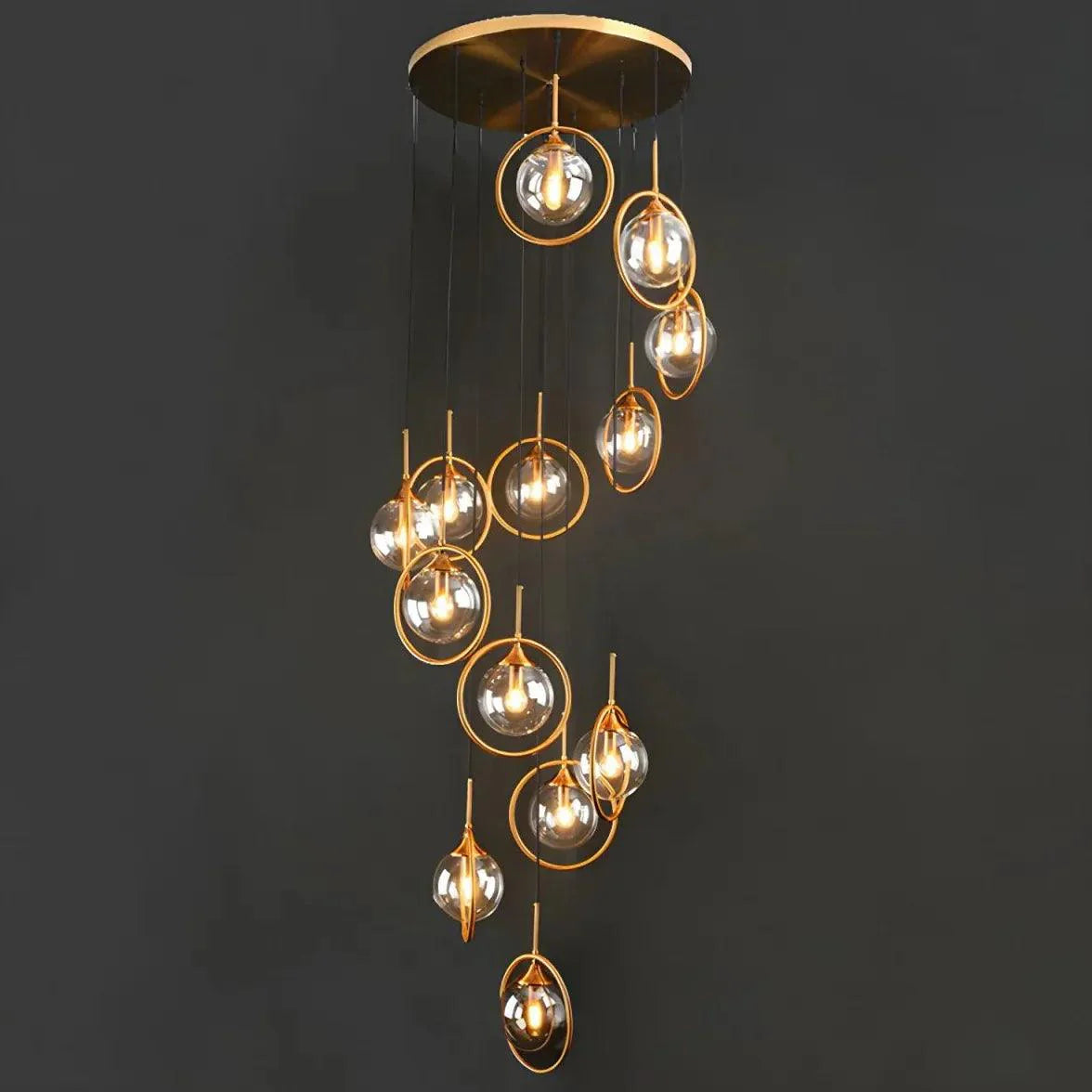 Multi-Sphere Metal Ring Modern Chandelier for Living Room | Rebooters - Rebooters