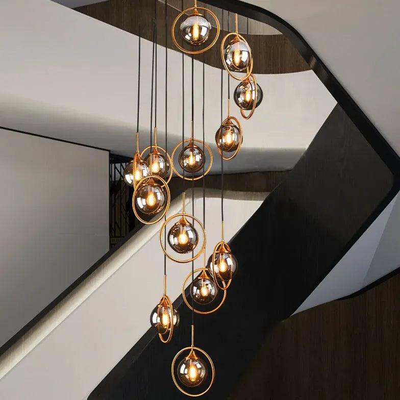 Multi-Sphere Metal Ring Modern Chandelier for Living Room | Rebooters - Rebooters