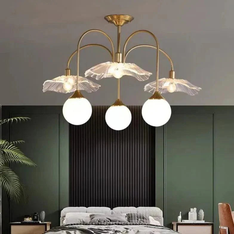 Petal Octopus Gold Modern Chandelier for Living Room | Rebooters - Rebooters