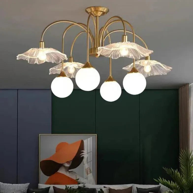 Petal Octopus Gold Modern Chandelier for Living Room | Rebooters - Rebooters