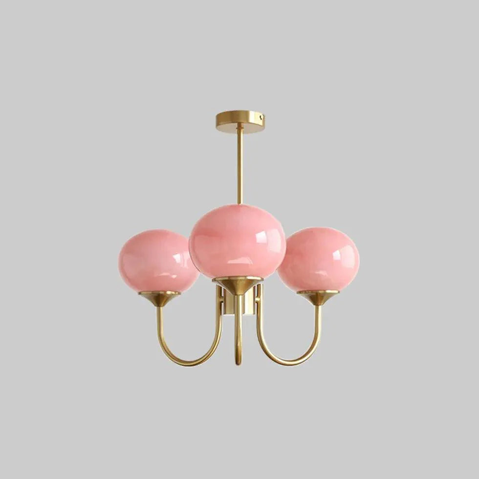 Pink Globe Glass Minimalist Chandelier for Modern Interiors | Rebooters - Rebooters