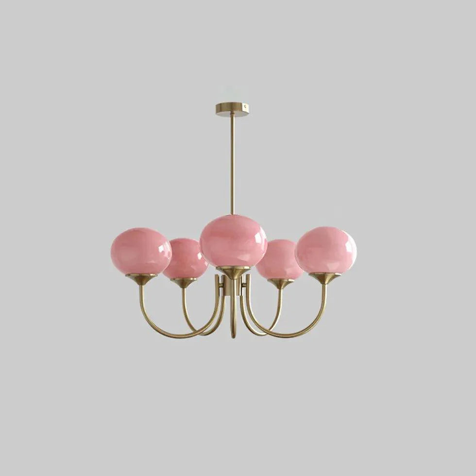 Pink Globe Glass Minimalist Chandelier for Modern Interiors | Rebooters - Rebooters