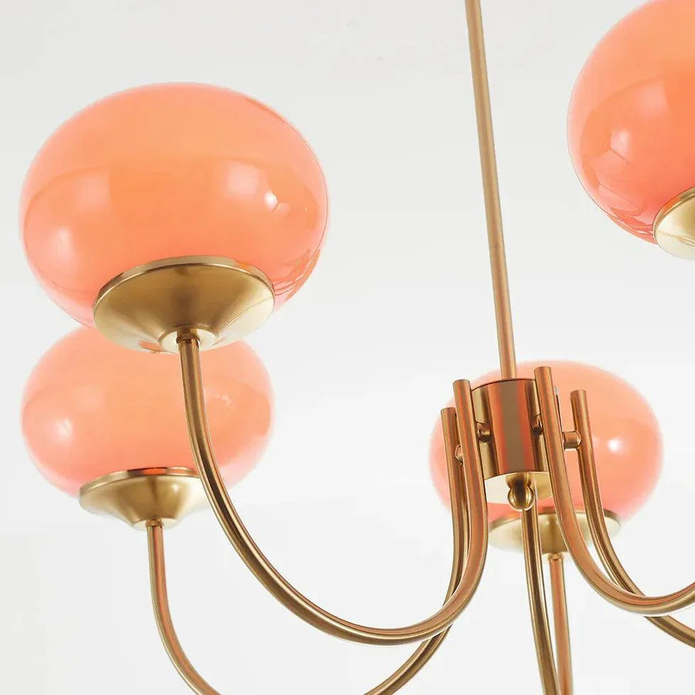 Pink Globe Glass Minimalist Chandelier for Modern Interiors | Rebooters - Rebooters