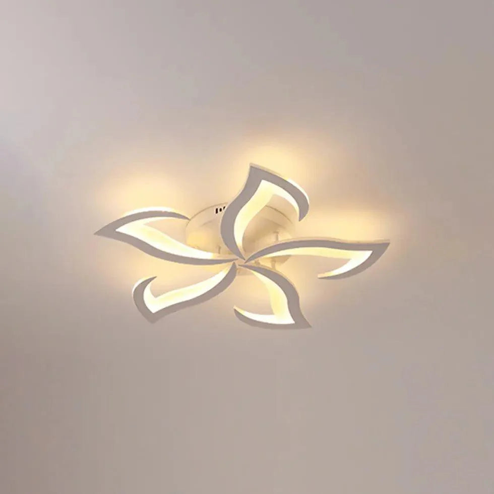 Petal-Shaped White Living Room Ceiling Light with Remote - Rebooters