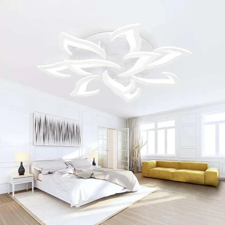 Petal-Shaped White Living Room Ceiling Light with Remote - Rebooters