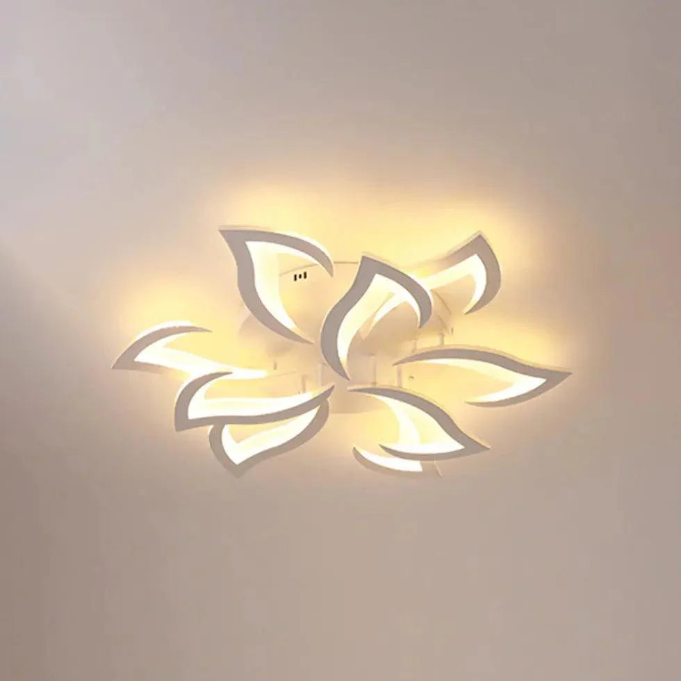 Petal-Shaped White Living Room Ceiling Light with Remote - Rebooters