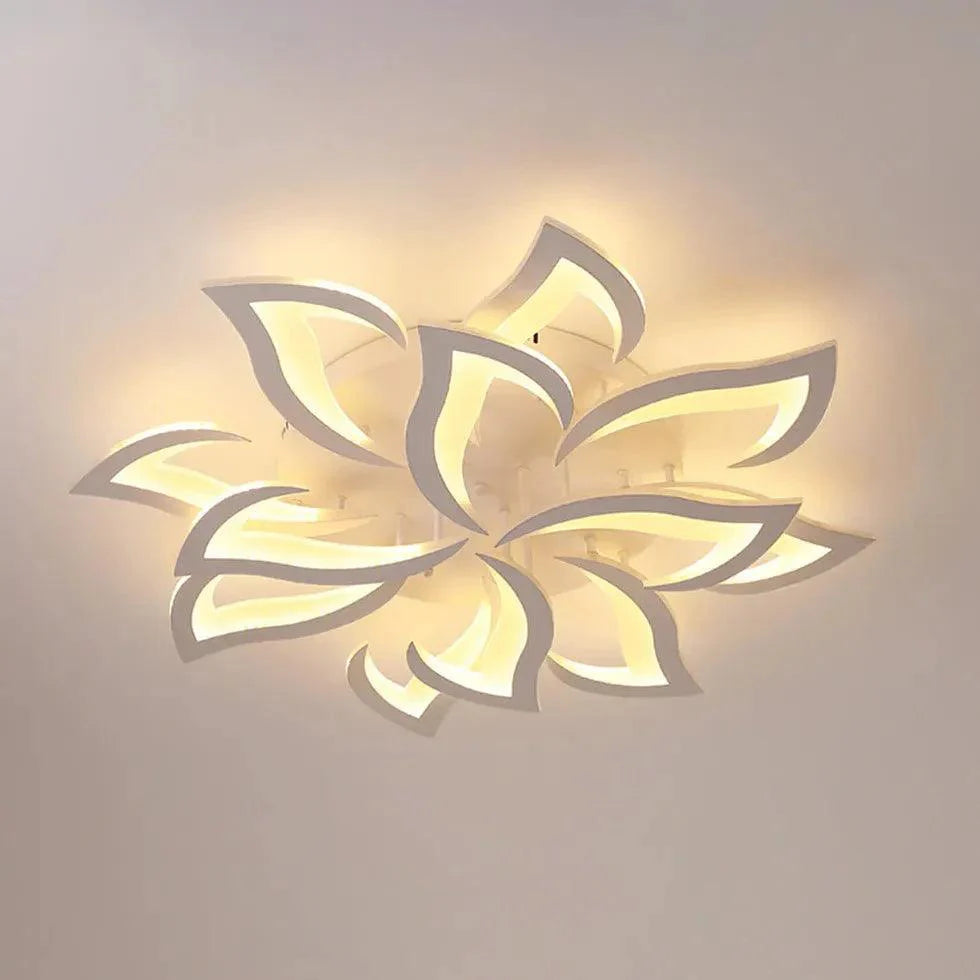 Petal-Shaped White Living Room Ceiling Light with Remote - Rebooters