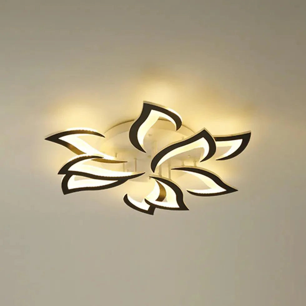 Petal-Shaped White Living Room Ceiling Light with Remote - Rebooters