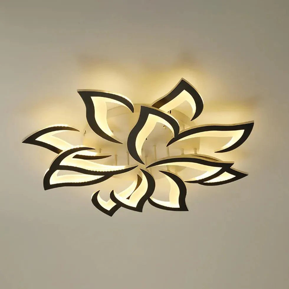 Petal-Shaped White Living Room Ceiling Light with Remote - Rebooters