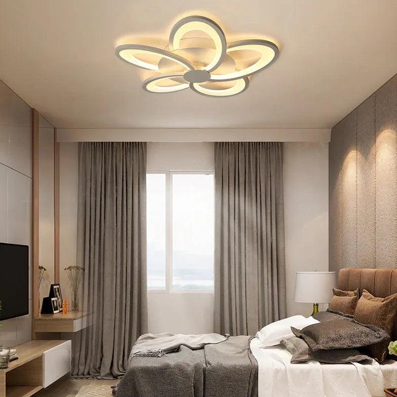 Flower-Shaped Modern White Bedroom Ceiling Light Fixture - Rebooters