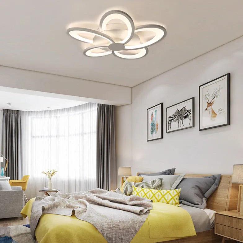 Flower-Shaped Modern White Bedroom Ceiling Light Fixture - Rebooters