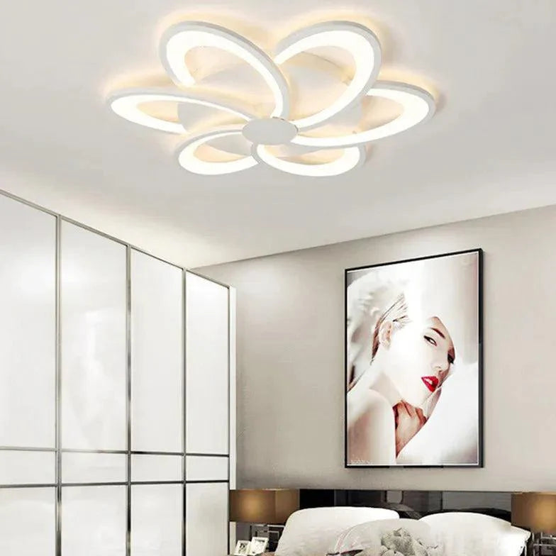 Flower-Shaped Modern White Bedroom Ceiling Light Fixture - Rebooters