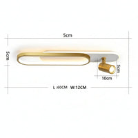 Ceiling light fixture with dimensions on a white background