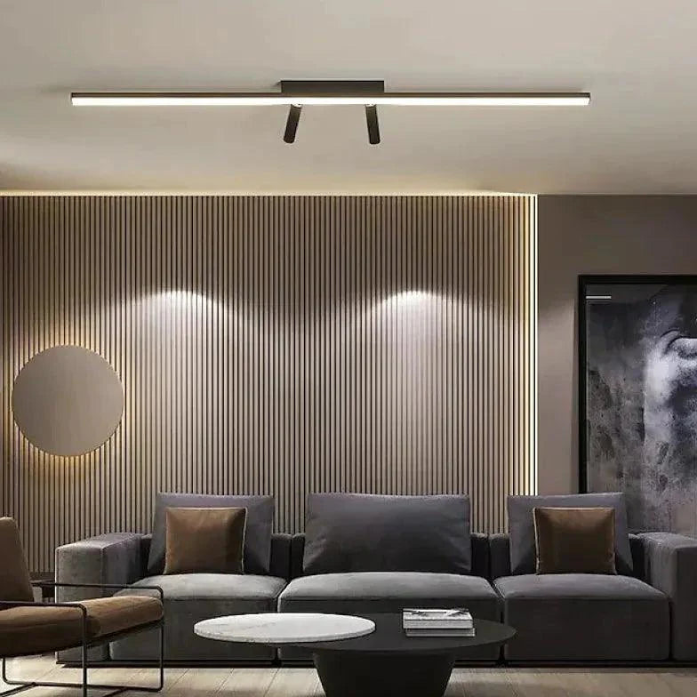 Linear Black LED Living Room Ceiling Light Fixture Modern - Rebooters