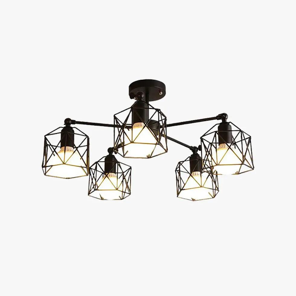 Geometric Metal Frame Black Industrial Pendant Light Fixture | Rebooters - Rebooters