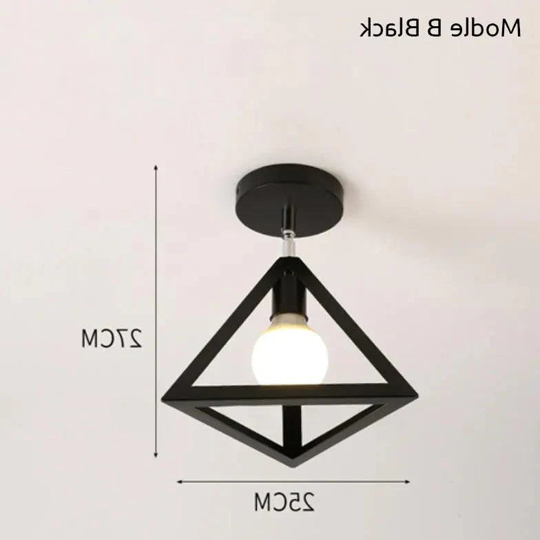 Geometric Metal Frame Black Modern Ceiling Light Fixture - Rebooters