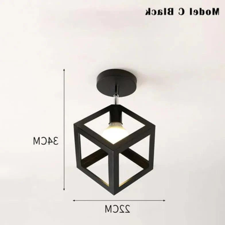 Geometric Metal Frame Black Modern Ceiling Light Fixture - Rebooters