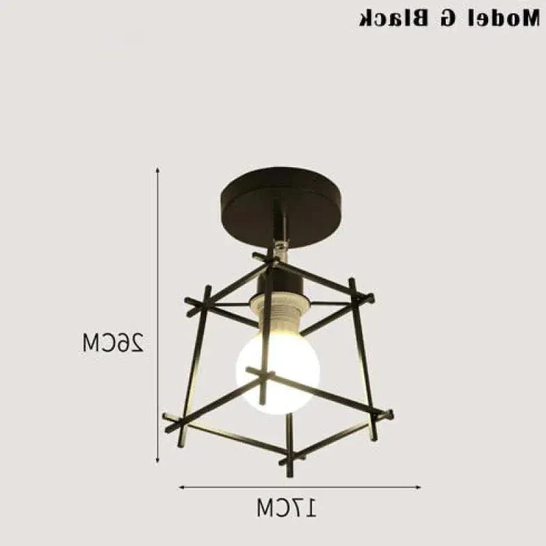 Geometric Metal Frame Black Modern Ceiling Light Fixture - Rebooters