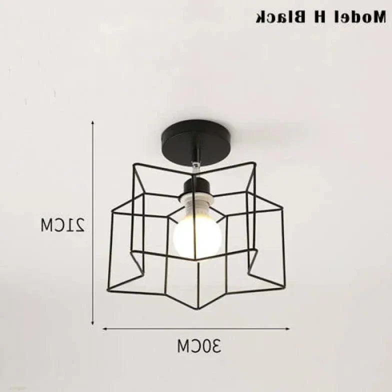 Geometric Metal Frame Black Modern Ceiling Light Fixture - Rebooters